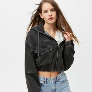 Urban Outfitters | Yogi Fleece Cropped Zip Up Hoodie